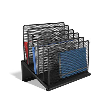 TRU RED™ 5 Compartment Wire Mesh File Organizer, Matte Black (TR57554)